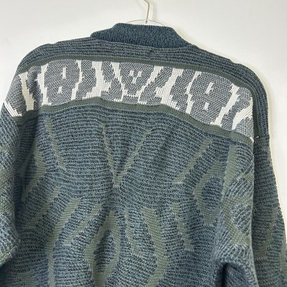 Vintage Zeppelin Embroidered Knit Sweater Women’s Size Large Green 80s - Picture 7 of 7